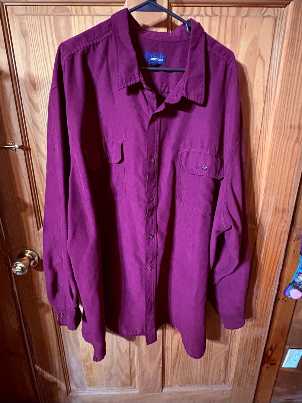 Basic Editions Men's Button-Down Shirt in Burgundy